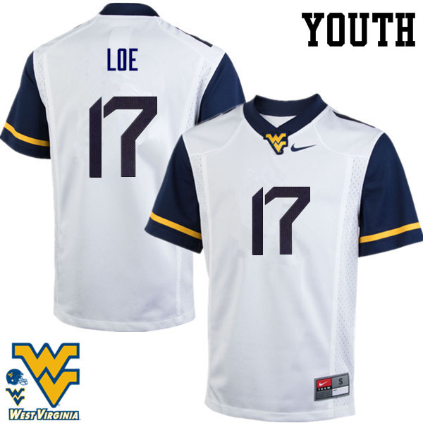NCAA Youth Exree Loe West Virginia Mountaineers White #17 Nike Stitched Football College Authentic Jersey XC23U27VW